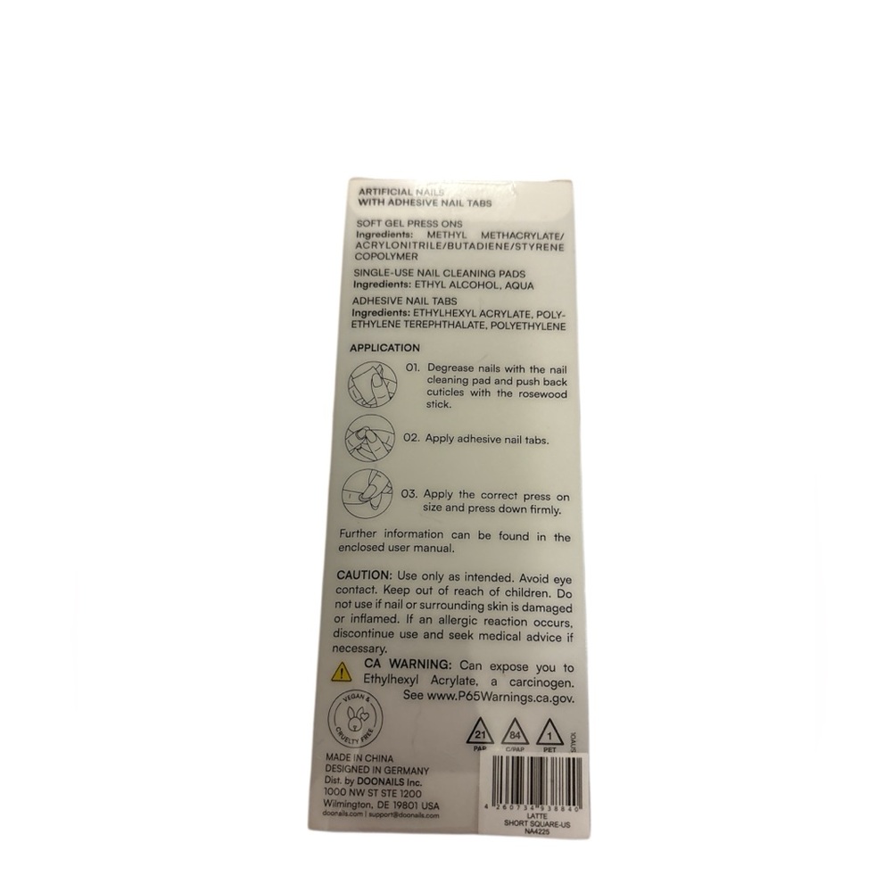 DOONAILS Soft Gel Press-On Nail Set Brand New! Color Latte Short Square - Picture 2 of 3